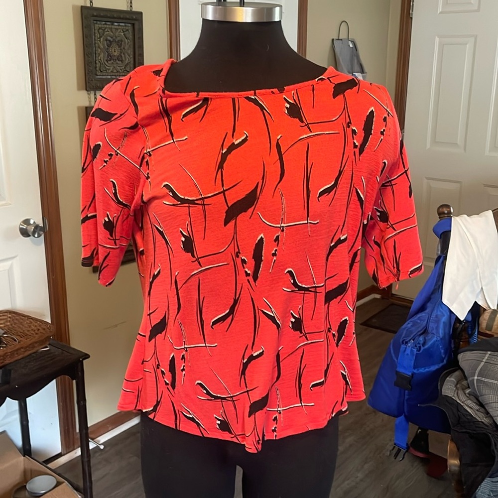 Ladies, blouse, red and black